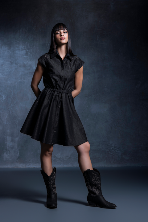 Tia Studded Drawstring Dress