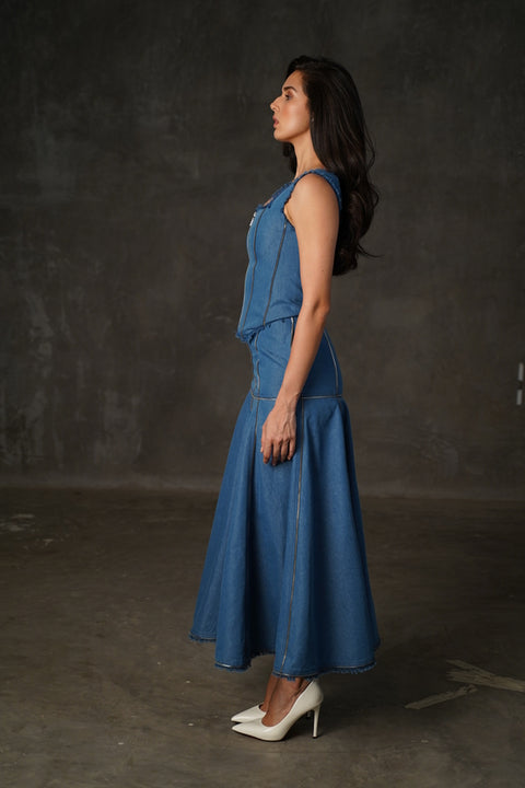 Zuri Aqua Maxi skirt
