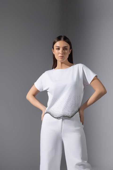 Cloud White Drop Sleeves T-shirt