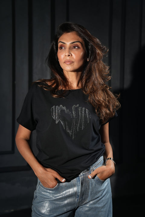 Shaded heart Black T-shirt