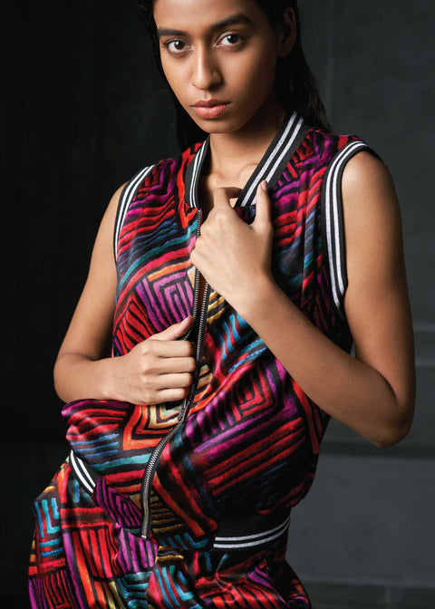 Zing in Pink Sleeveless Reversible Bomber Jacket
