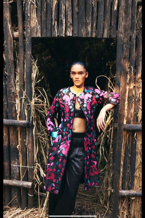 Iris embroidered long jacket