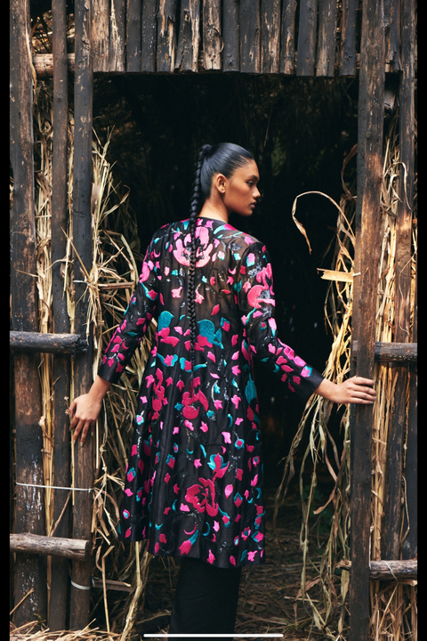 Iris embroidered long jacket