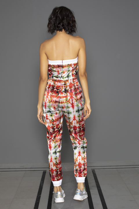 Shibori Orange Tube Jogger Jumpsuit
