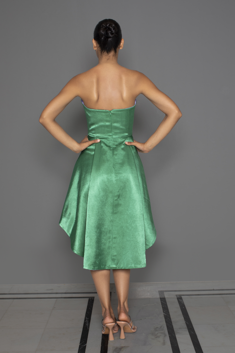 Jade/lilac Tube Reversible High Low Dress