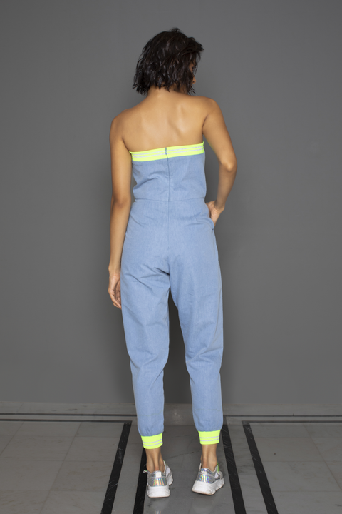 Light Blue Tube Jogger Jumpsuit