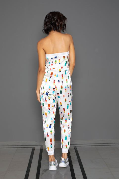 Plaid Tube Jogger Jumpsuit