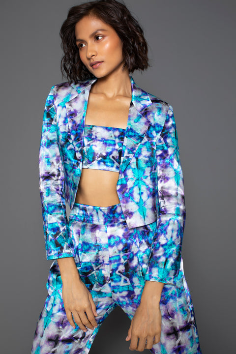 Shibori Blue Cropped Blazer