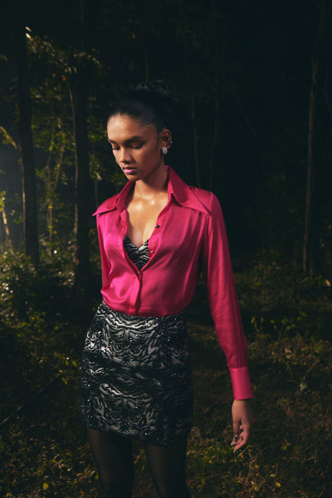 Pasha embroidered pencil skirt