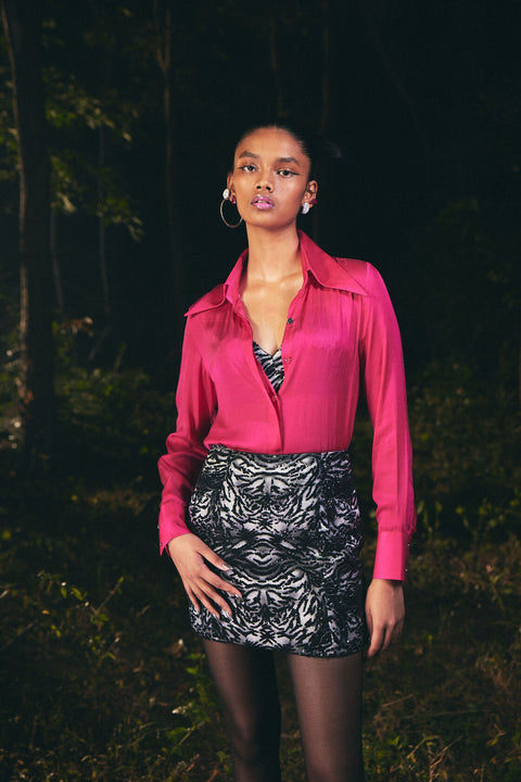 Pasha embroidered pencil skirt
