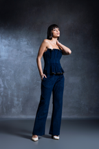 Evelyn Indigo Corduroy Corset