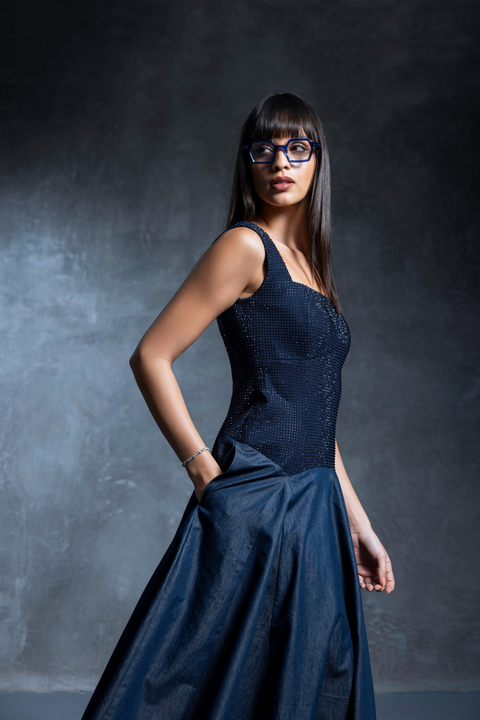 Bianca Indigo Studded Dress