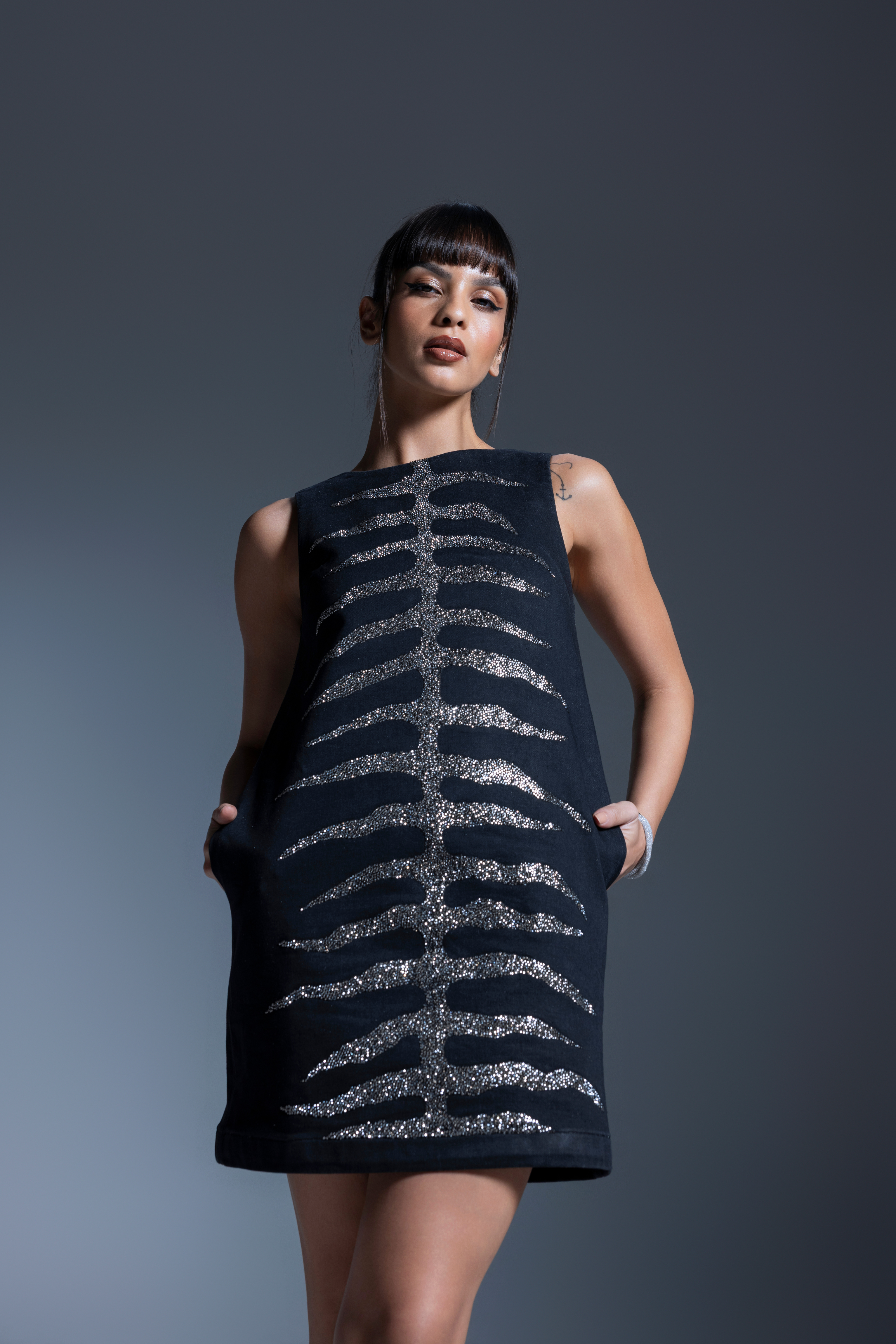 Nocturnal Black Diamonte Dress
