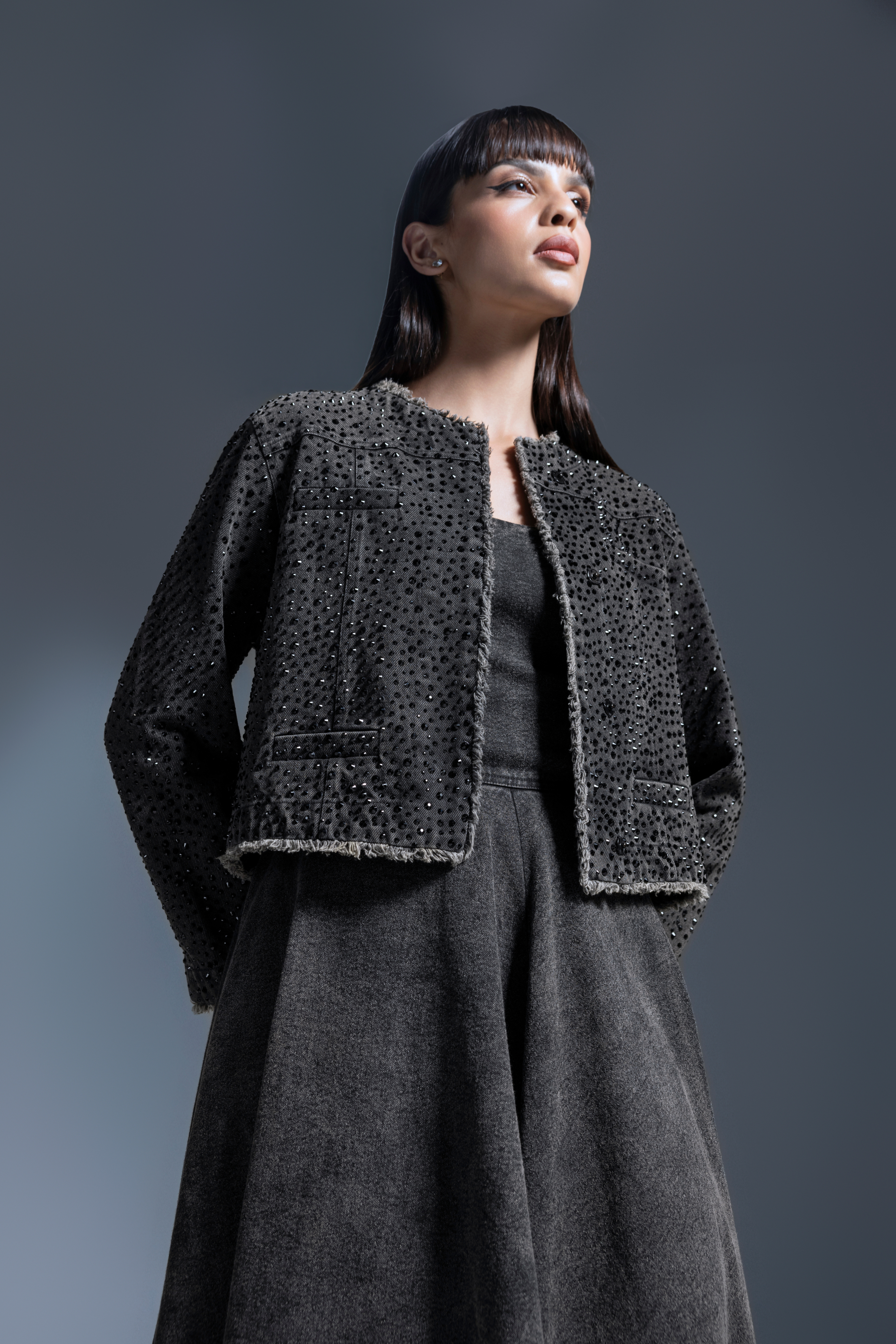 Argyle Charcoal Studded Jacket