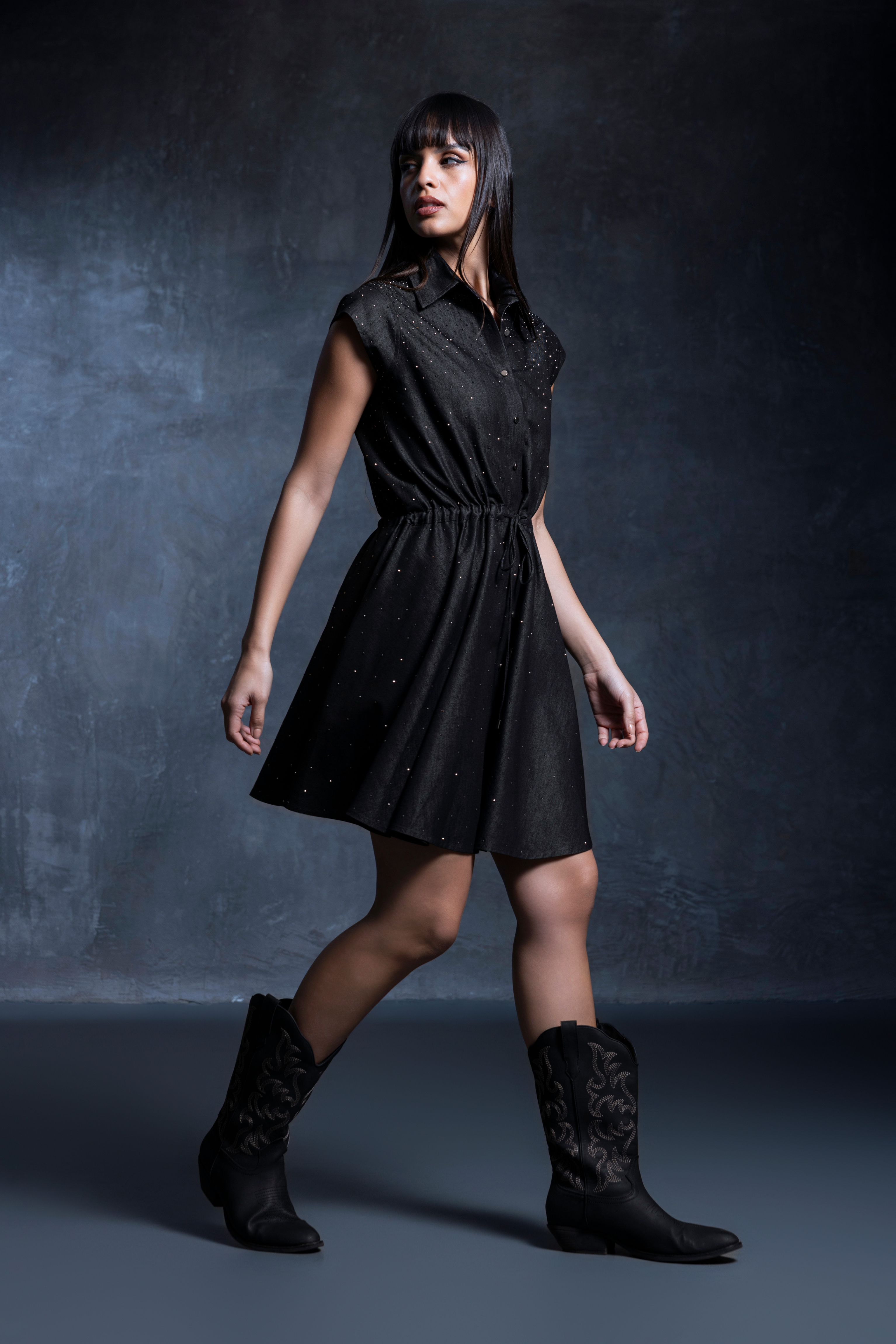Tia Studded Drawstring Dress