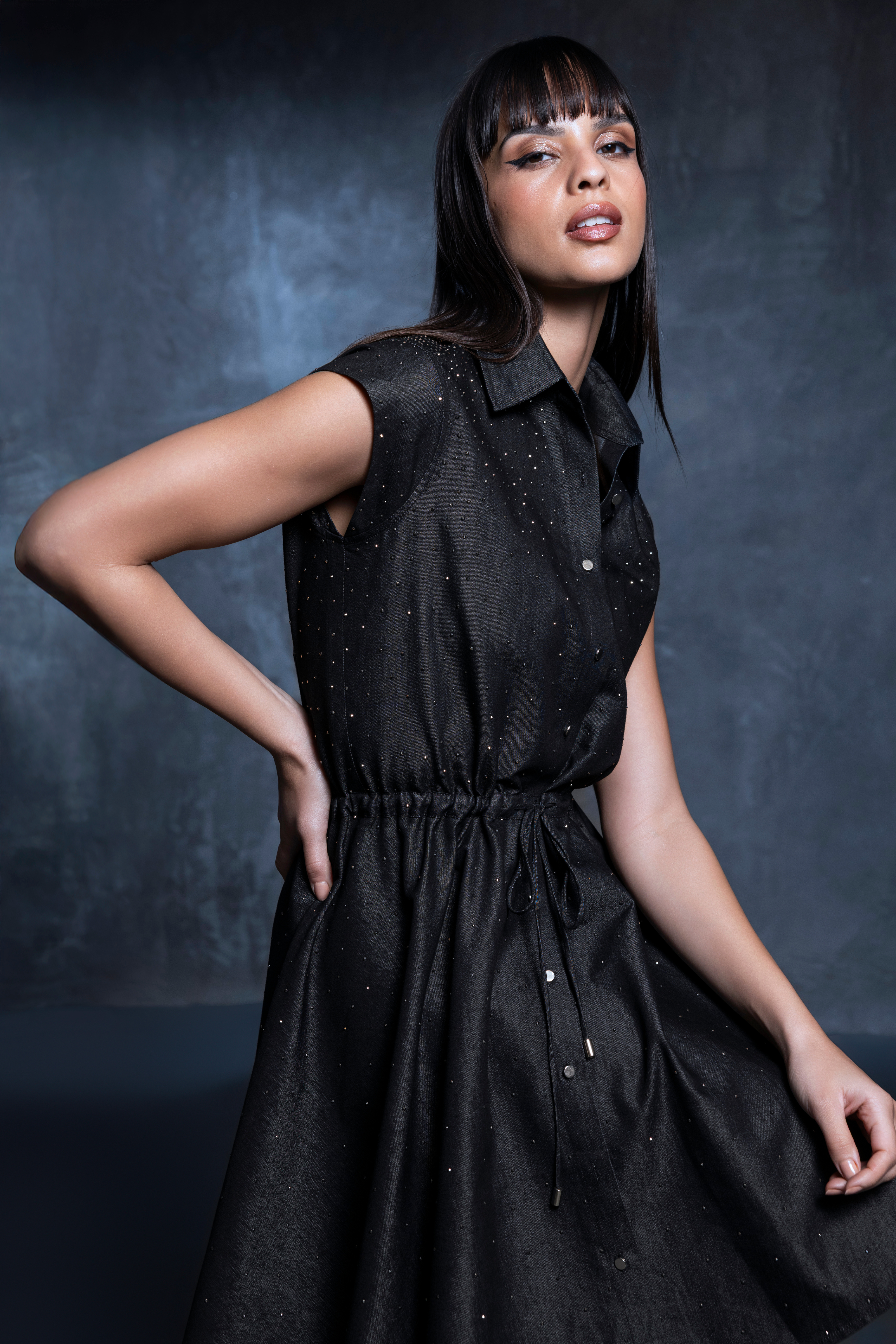 Tia Studded Drawstring Dress