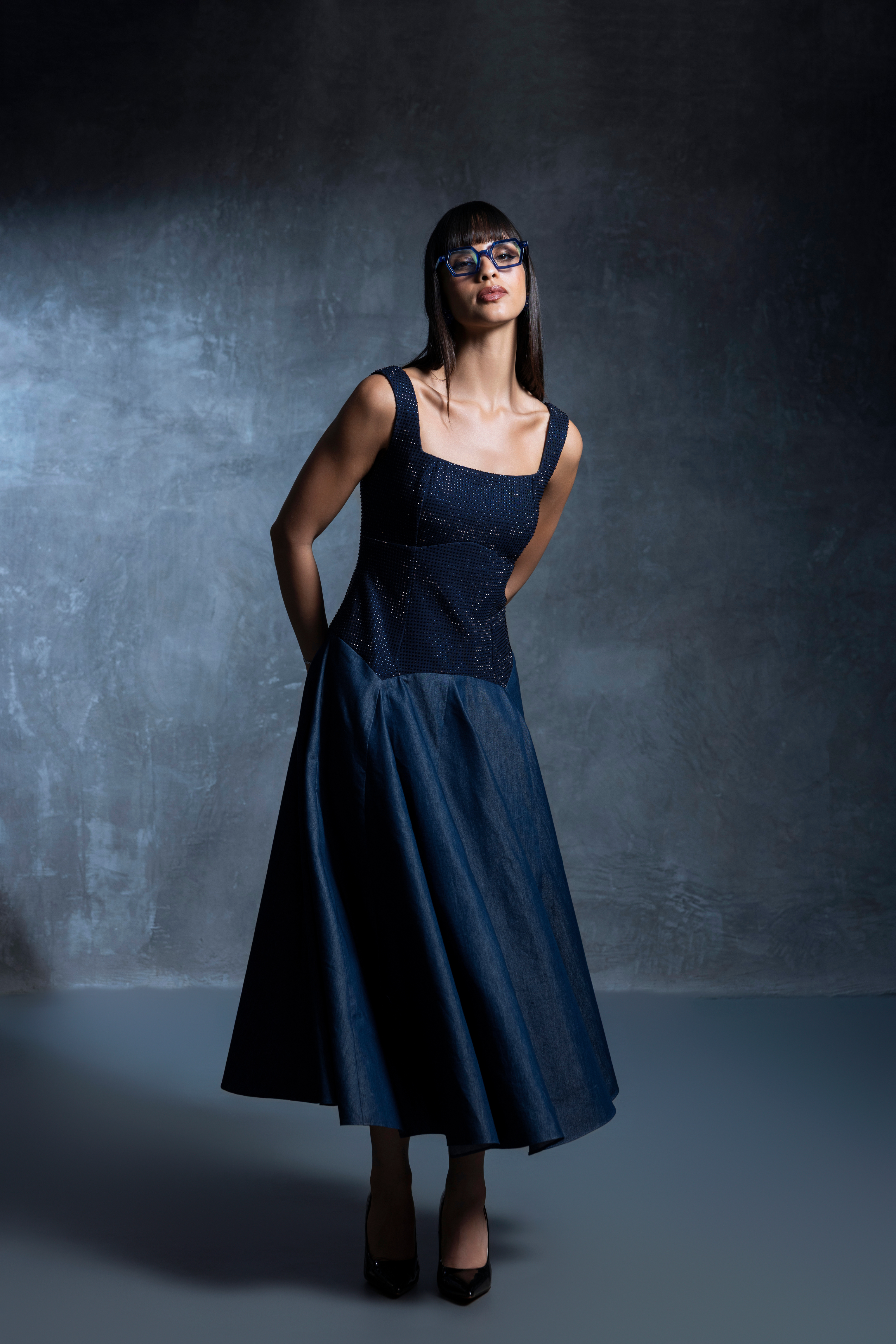 Bianca Indigo Studded Dress