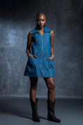 Kefi Aqua Cross Tuck Dress