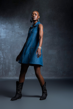 Kefi Aqua Cross Tuck Dress