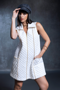 Kefi White Cross Tuck Dress