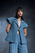 Luna Aqua Cross Tucks Jacket