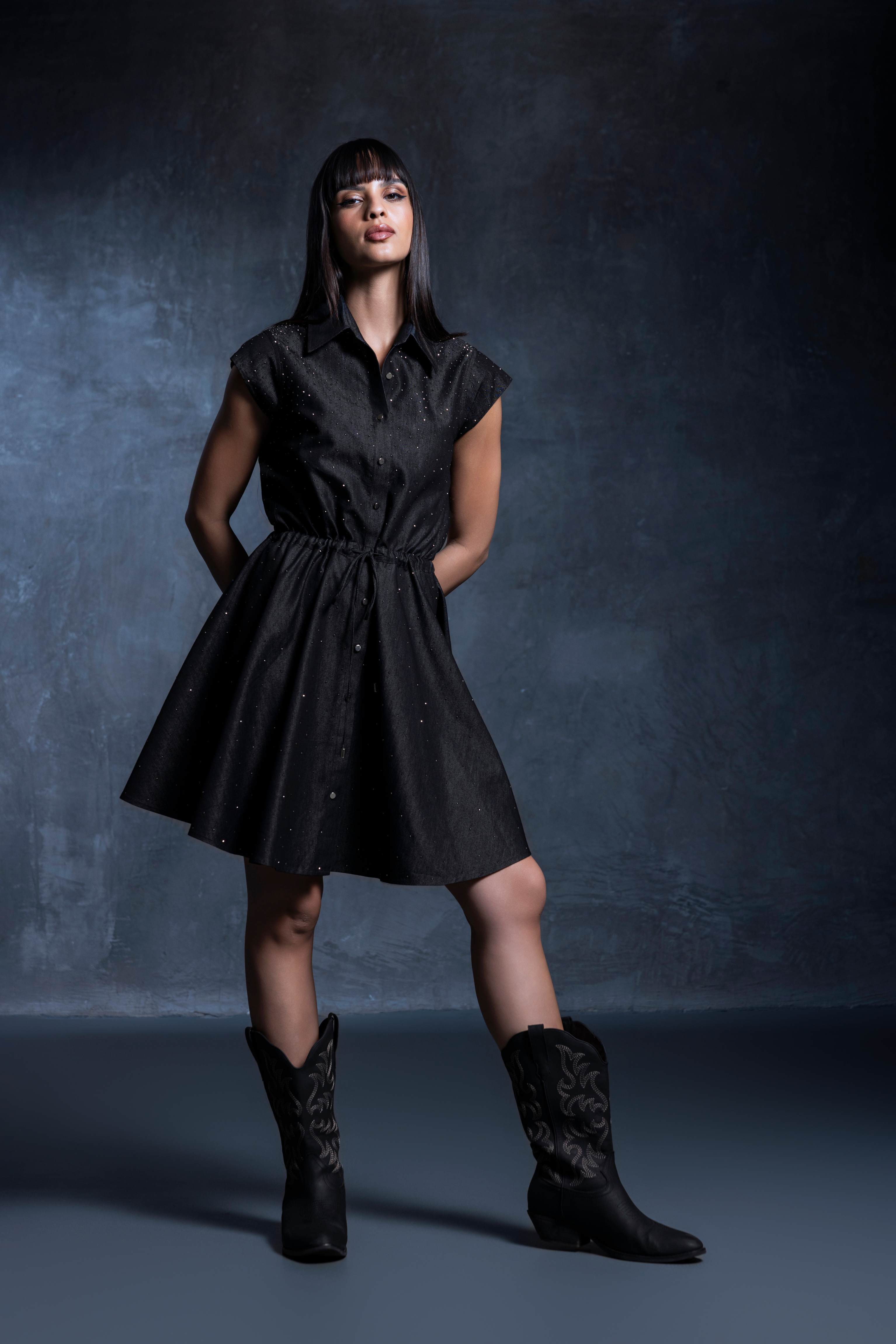 Tia Studded Drawstring Dress