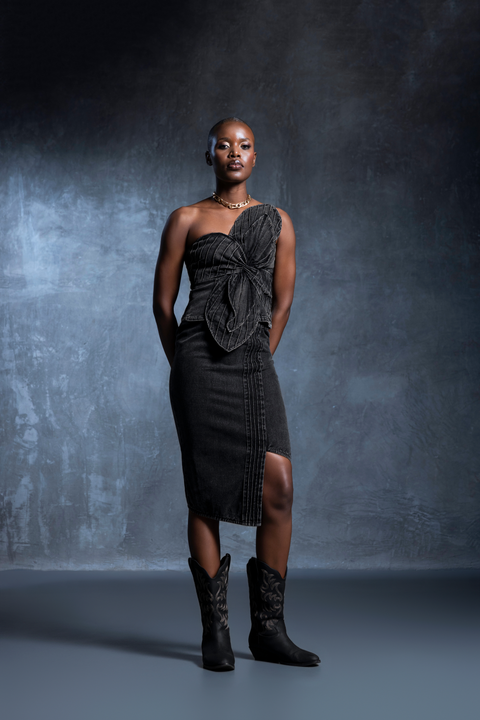Clove Charcoal Pin Tuck Skirt