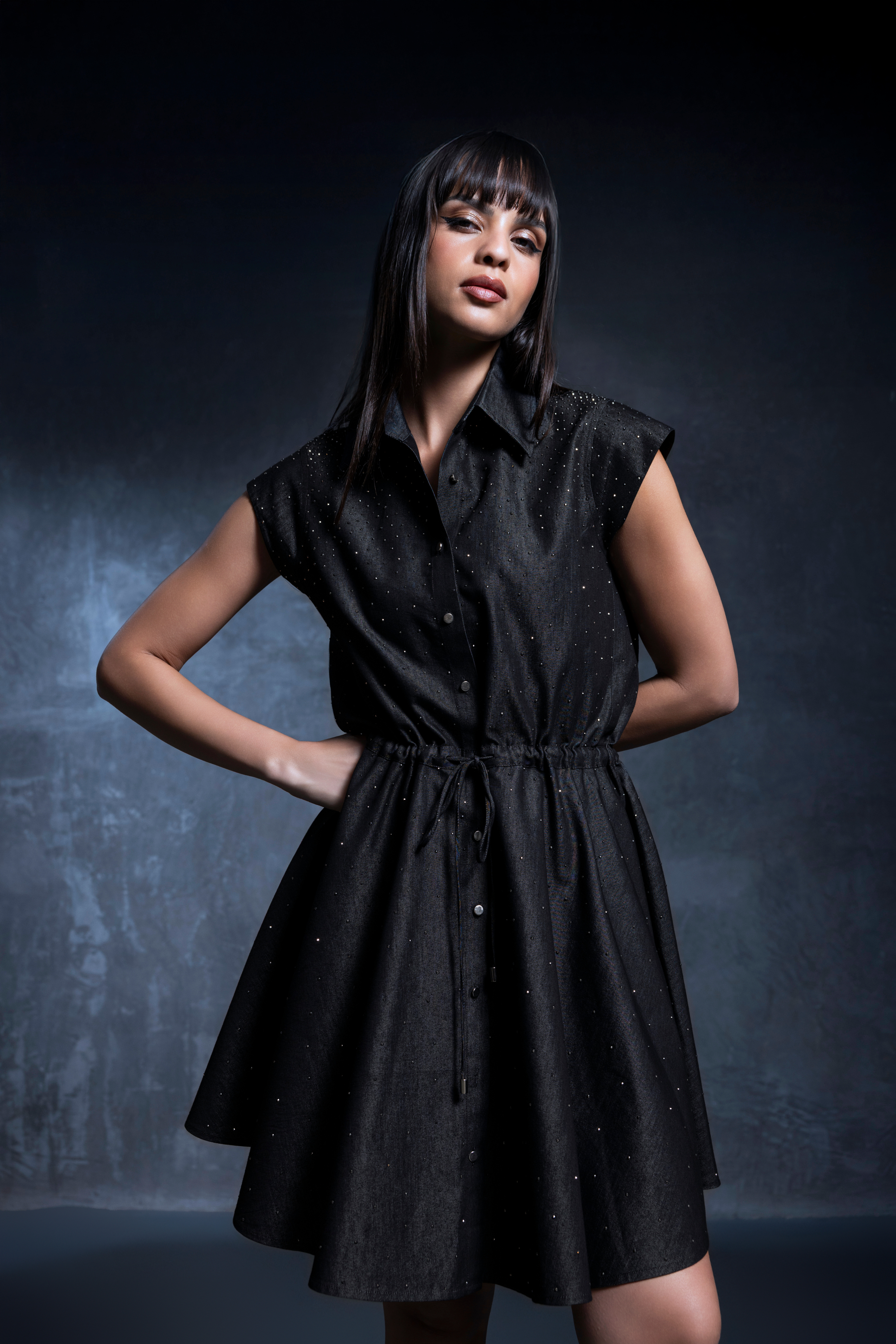 Tia Studded Drawstring Dress