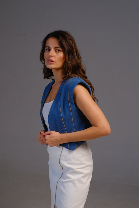 Aqua Cropped Vest