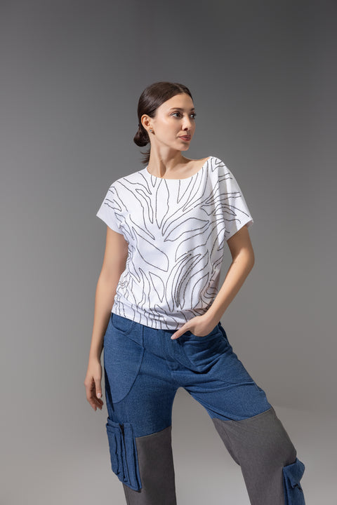 Fiona White Drop Sleeves T-shirt