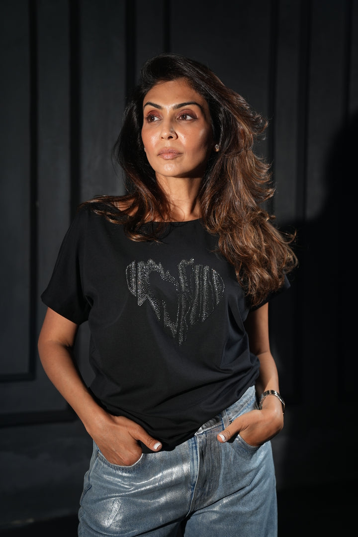 Shaded heart Black T-shirt