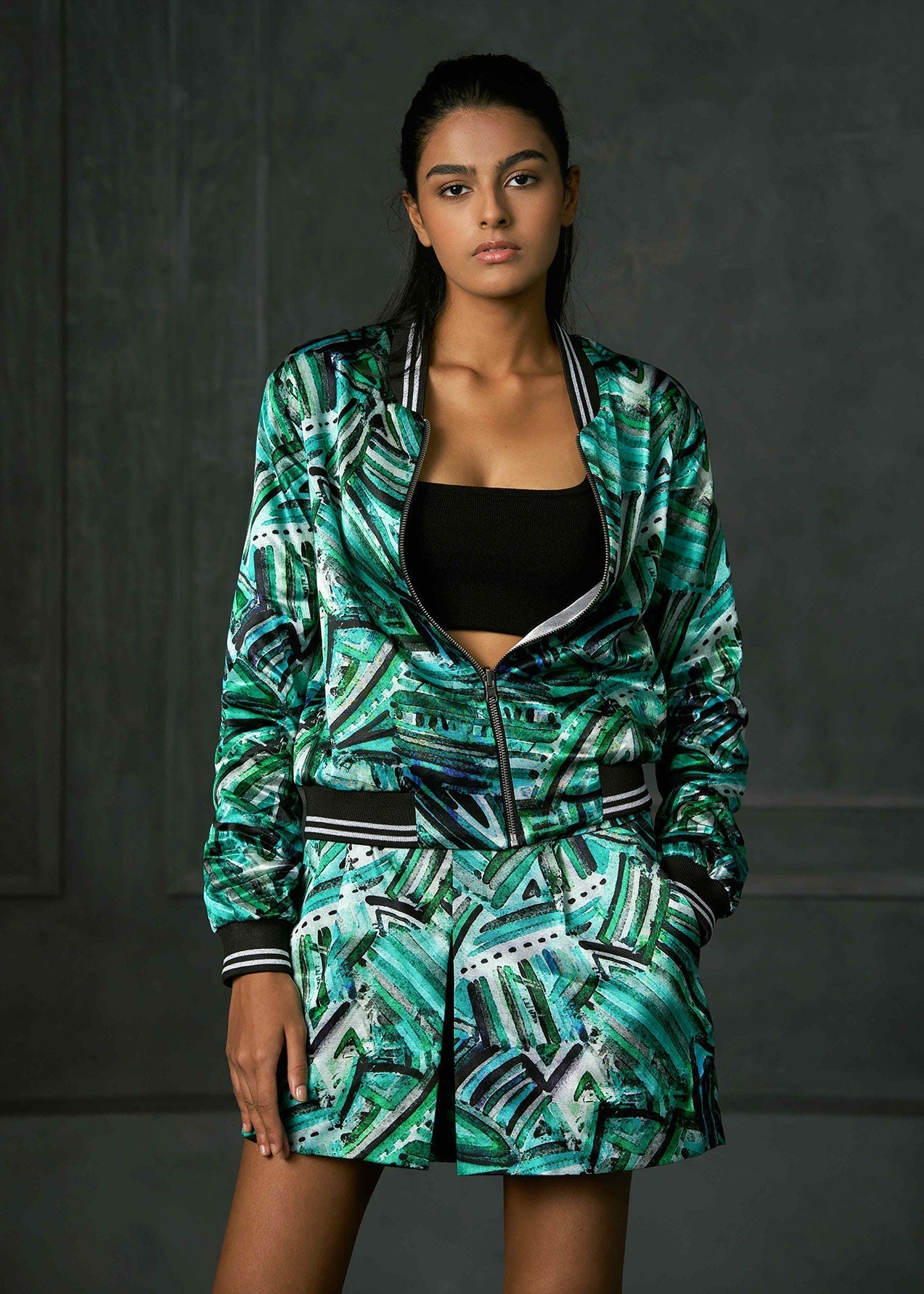 Rush in Green Printed Skorts