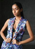 Rush in Blue Printed Fitted Jacket