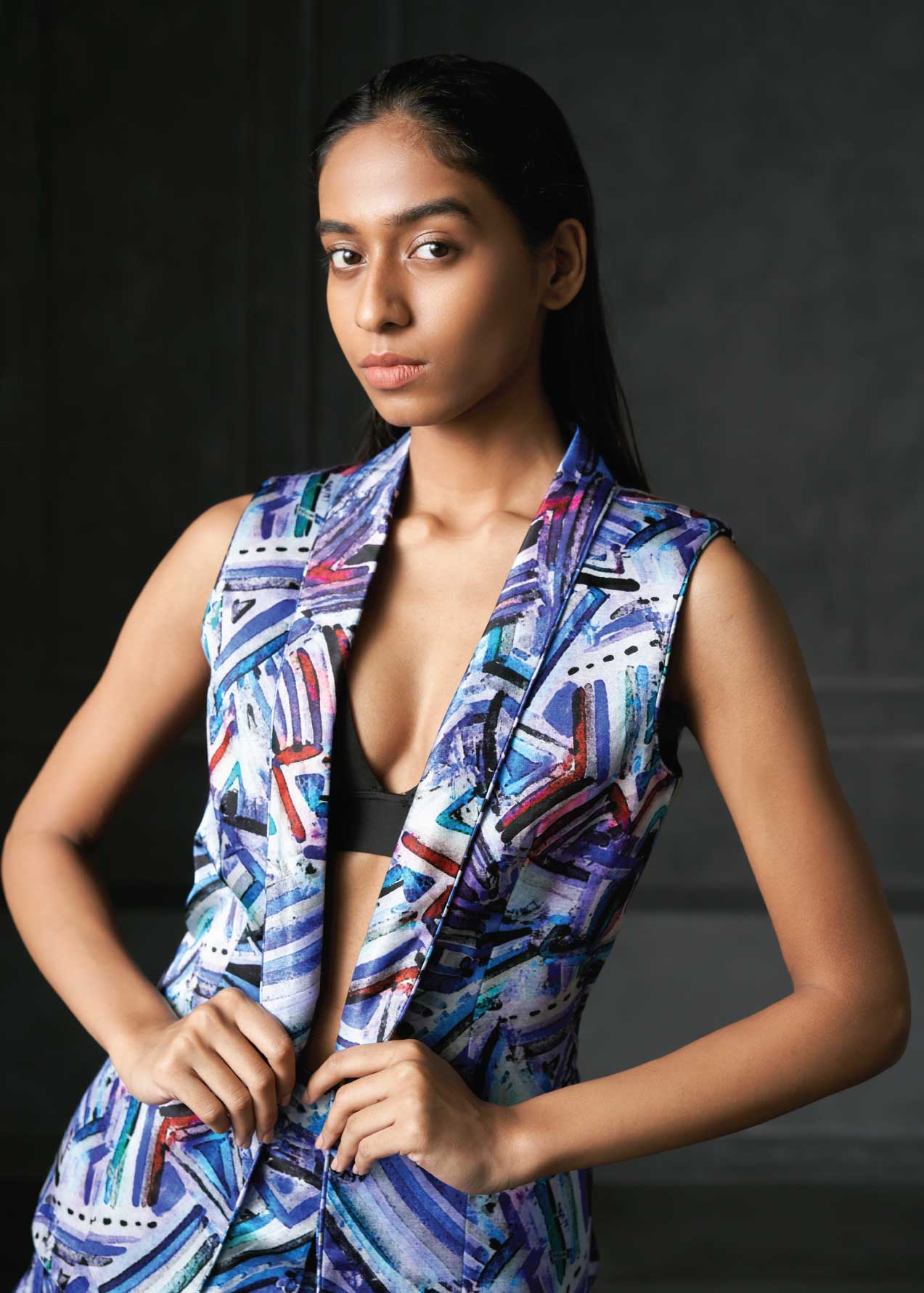 Rush in Blue Printed Fitted Jacket