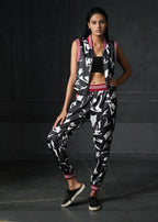 Nocturnal Printed Joggers with Maroon Grip