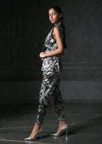 Rush in Grey Printed Cigarette Pants