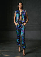 Zing in Blue Sleeveless Reversible Bomber Jacket