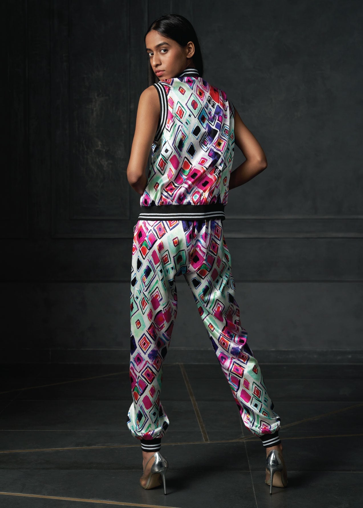 Olio in Pink Sleeveless Reversible Bomber Jacket