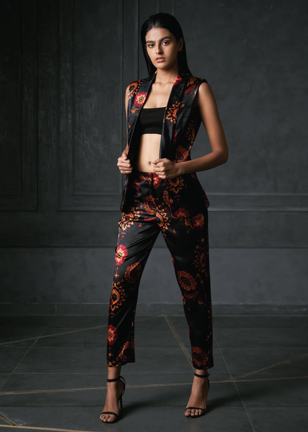 Calico in Black Printed Fitted Jacket