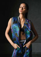 Zing in Blue Sleeveless Reversible Bomber Jacket