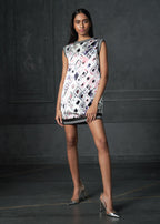 Olio in Blush Pink Sleeveless Printed Bomber Dress