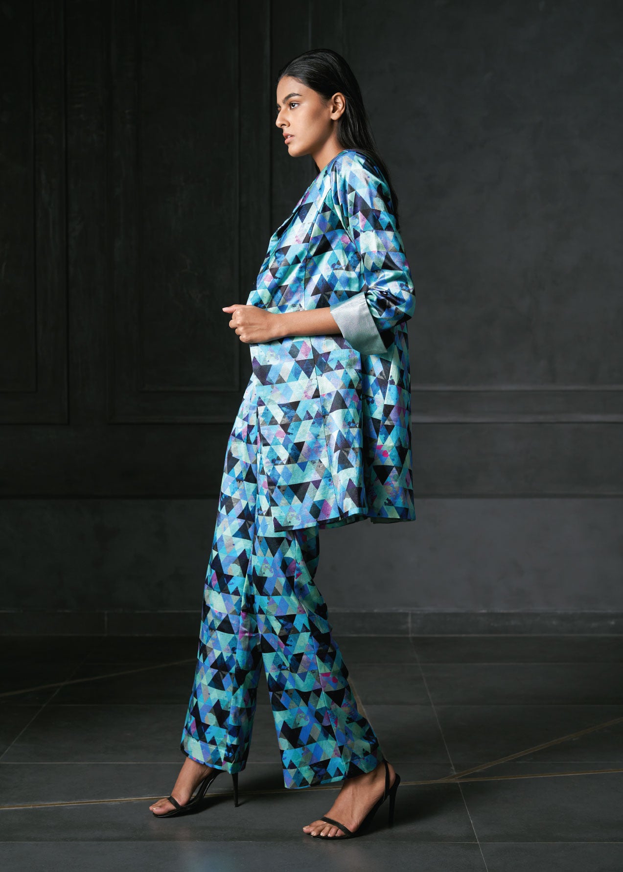 Argyle Printed Long Jacket