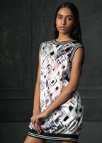 Olio in Blush Pink Sleeveless Printed Bomber Dress