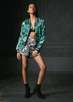 Rush in Grey Print on Print Full Sleeves Reversible Bomber Jacket