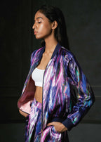 Boketto in Purple Full Sleeves Reversible Bomber Jacket