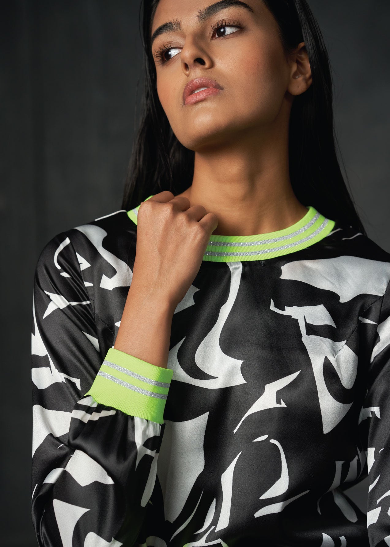 Nocturnal Full Sleeves Printed Bomber Dress