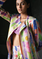 Meraki in Lilac Printed Long Jacket