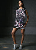 Olio in Black Sleeveless Printed Bomber Dress