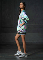 Wabi Sabi in Lilac Full Sleeves Printed Bomber Dress