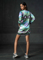 Wabi Sabi in Lilac Full Sleeves Printed Bomber Dress